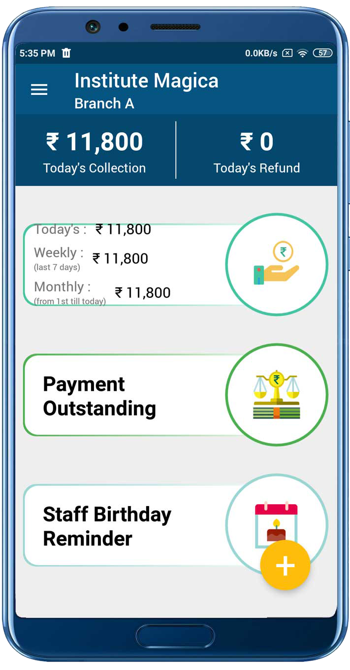 Mobile app interface for staff and administrators